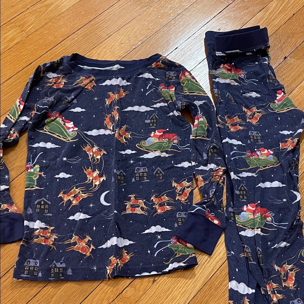 Little Sleepies Santa and Reindeer Pajama Set - Navy